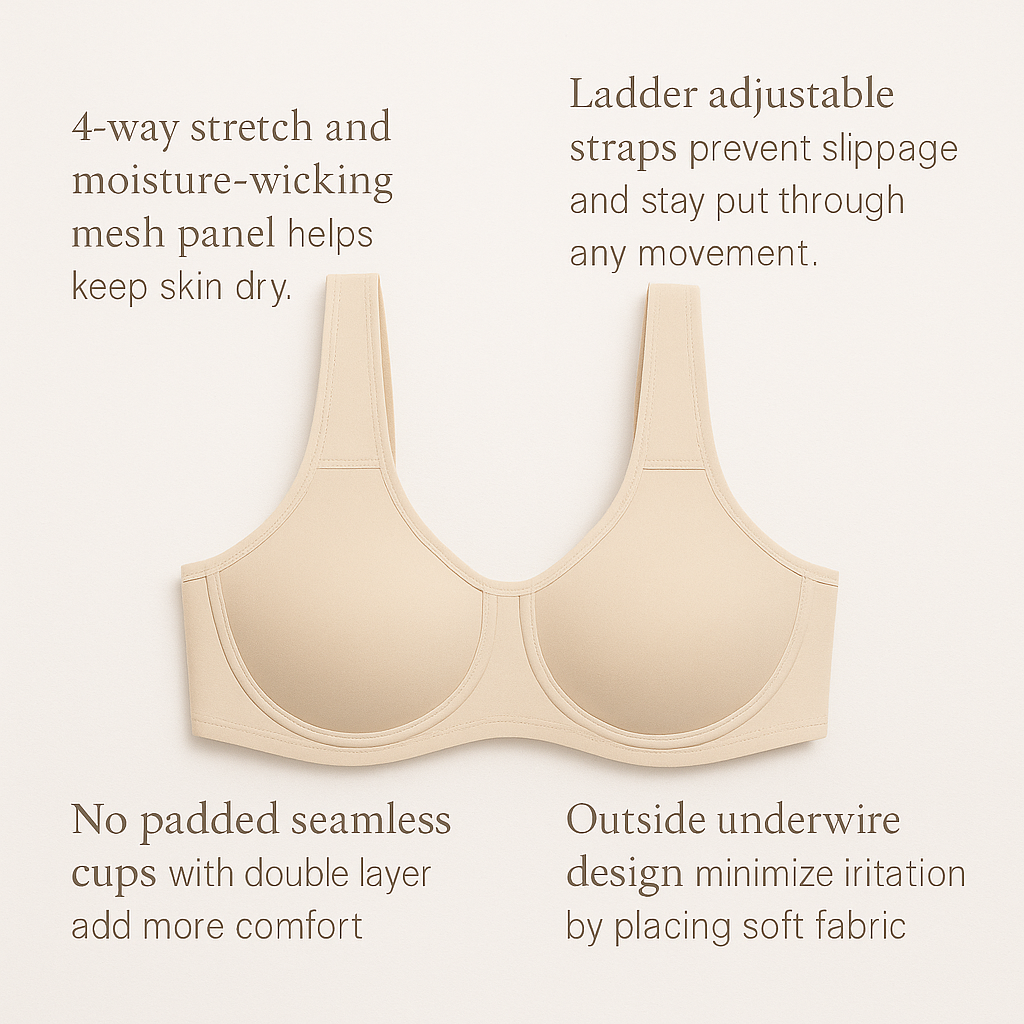 KORA High Impact Max Control Sports Bra with Outside Underwire and Adjustable Ladder Straps