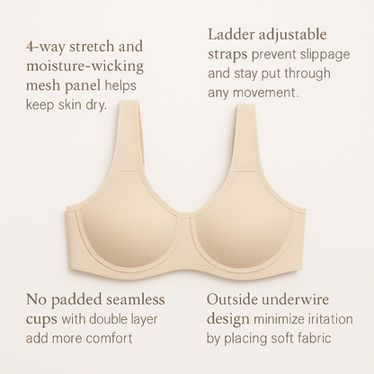 KORA High Impact Max Control Sports Bra with Outside Underwire and Adjustable Ladder Straps